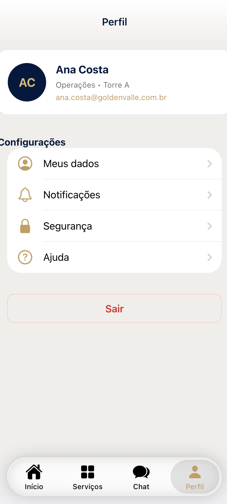 App Mobile — Perfil